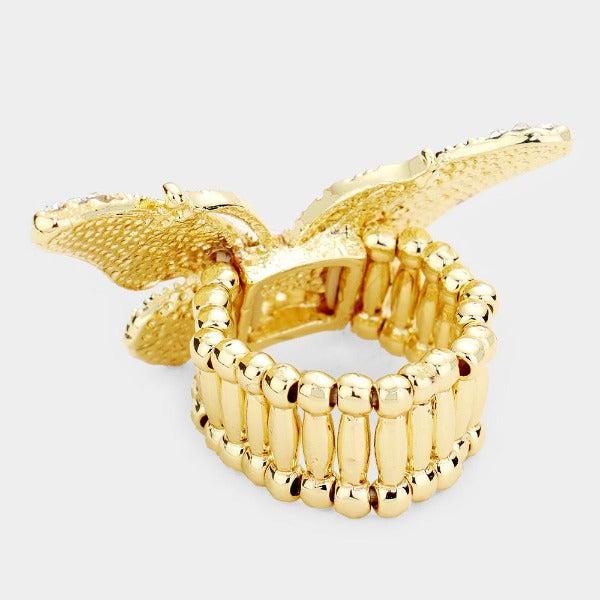 Butterfly Clear Crystal Pave Stretch Ring-Ring-SPARKLE ARMAND