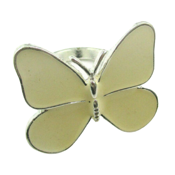 Butterfly Enamel Silver Tone Ring Size 6-Ring-SPARKLE ARMAND