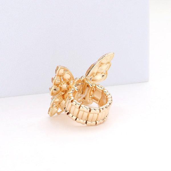 Butterfly Fuchsia Marquise Stone Cluster Stretch Ring-Ring-SPARKLE ARMAND