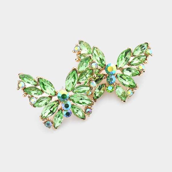 Butterfly Green Peridot Crystal Cluster Evening Earrings