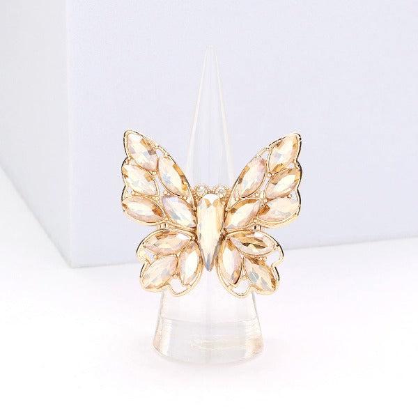 Butterfly Lt Topaz Marquise Stone Cluster Stretch Ring