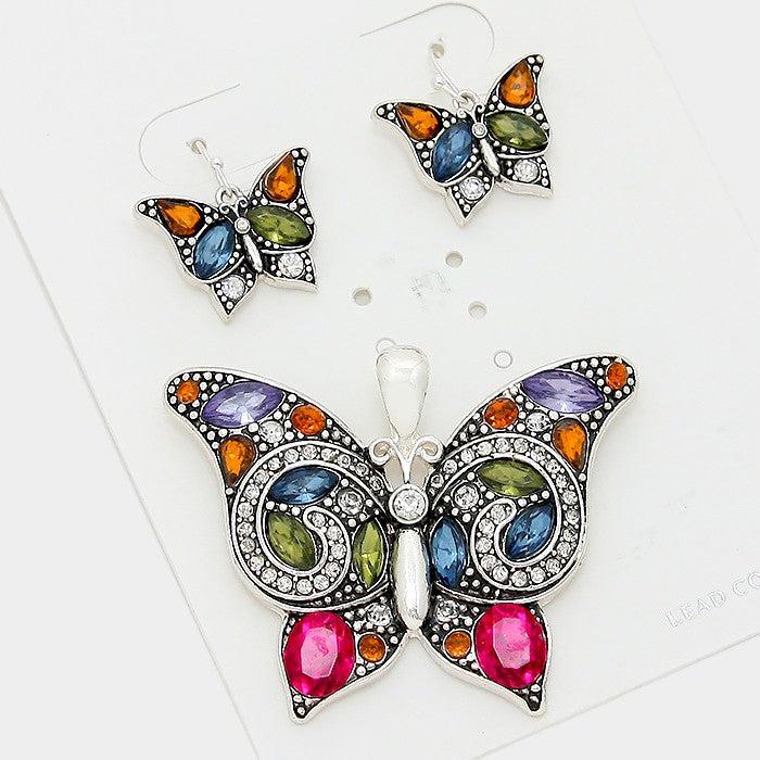 Butterfly Pendant Earrings Set by icon Collection
