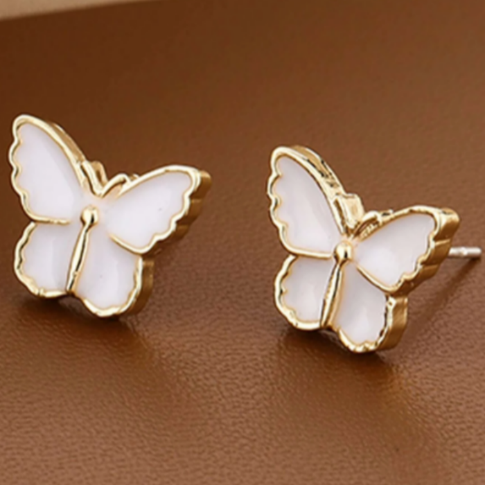 Butterfly White Stud Earrings