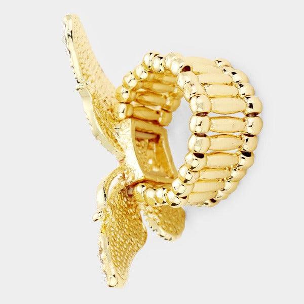 Butterfly Yellow Crystal Pave Stretch Ring-Ring-SPARKLE ARMAND