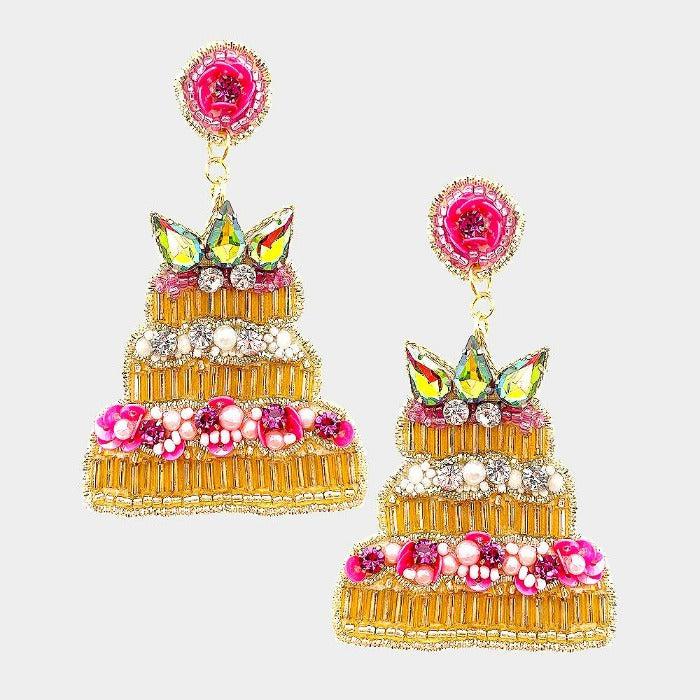 Cake Multi Color Seed Bead Earrings Sparkle Armand