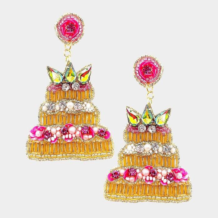 Cake Multi Color Seed Bead Earrings