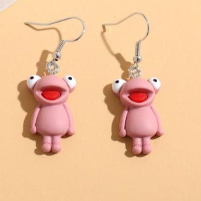 Cartoon Frog Pink Earrings