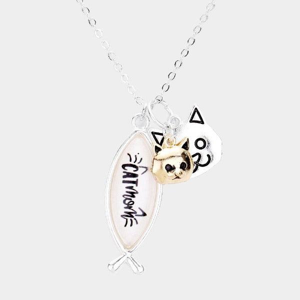 Cat Mom Pendant Necklace-Necklace-SPARKLE ARMAND
