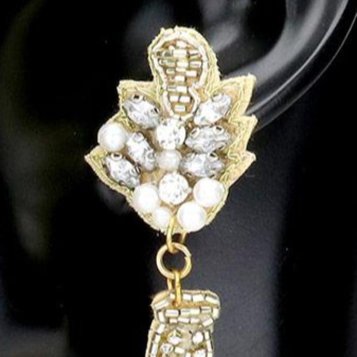 Champagne Bottle Gold Seed Bead Earrings