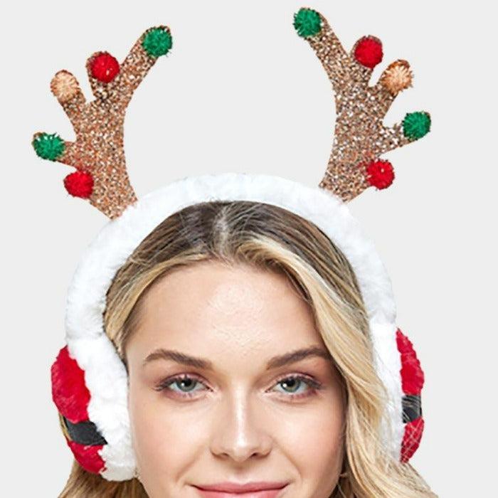 Christmas Reindeer Earmuffs Holiday Sparkle Armand
