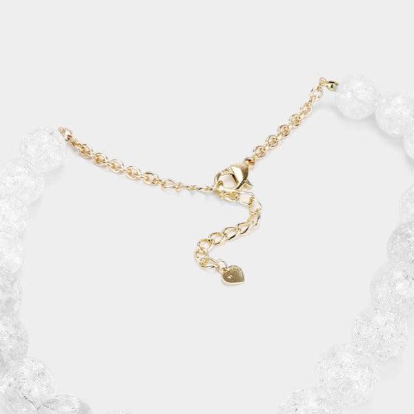 Clear Cracked Lucite Bead Ball Necklace & Earring Set-SPARKLE ARMAND