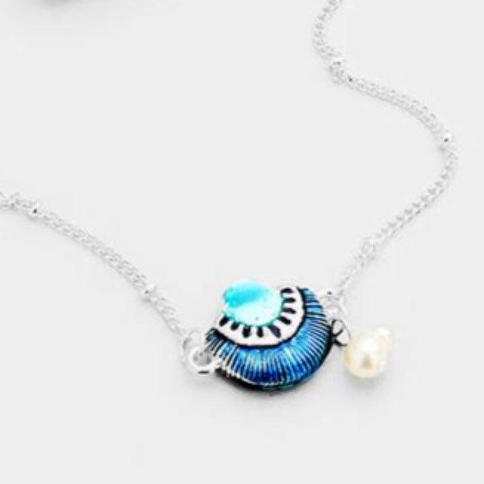 Colored Metal Shell Pearl Charm Anklet