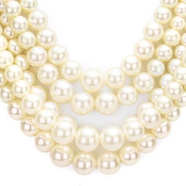  5 Strand Cream Pearl (faux) Necklace & Earring Set by core 5 Strand Cream Pearl (faux) Necklace & Earring Set by SP Sophia Collection
