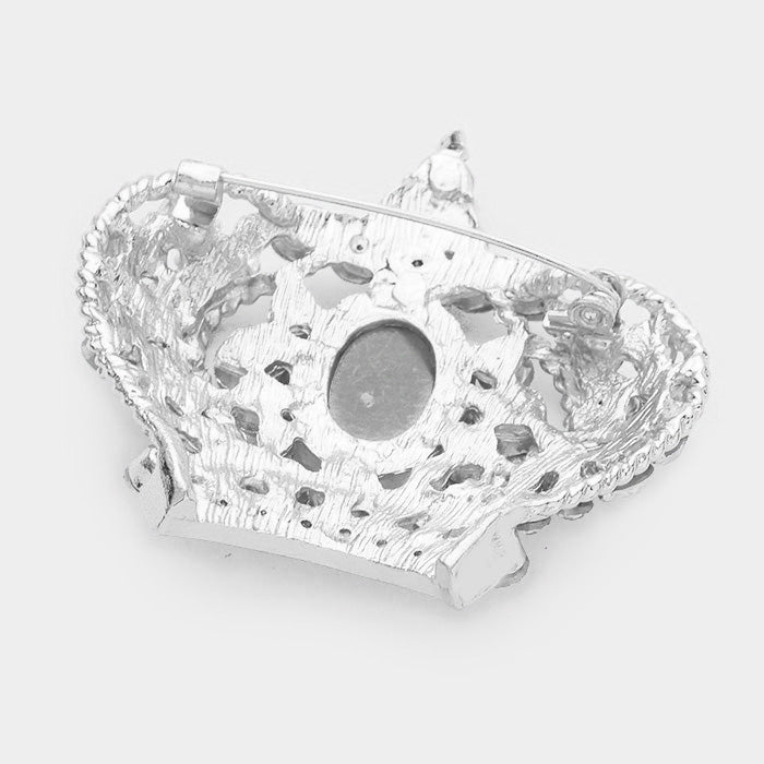 Crown Pave Blue Crystal Pin Brooch