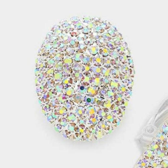 Crystal Clear Teardrop Dome Gold Clip On Earrings