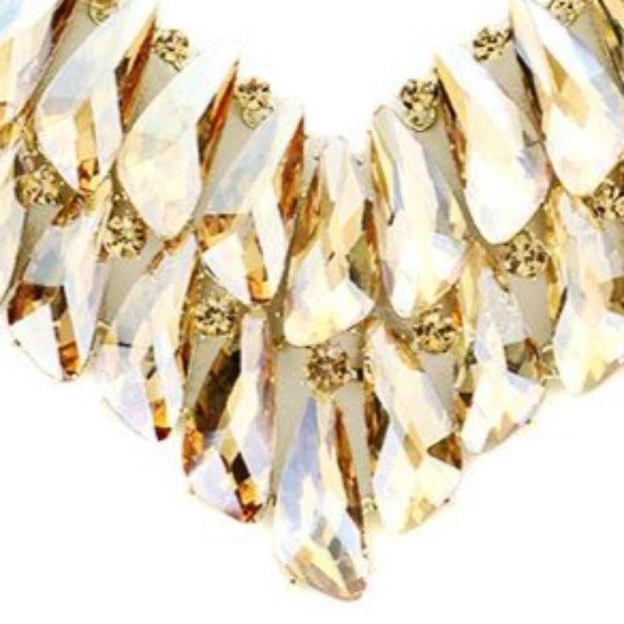 Crystal Champagne Cluster Vine Evening Necklace
