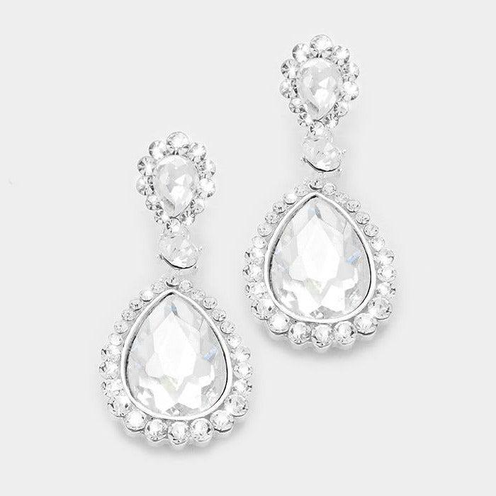Crystal Clear Pave Trim Evening Earrings by Christina Collection