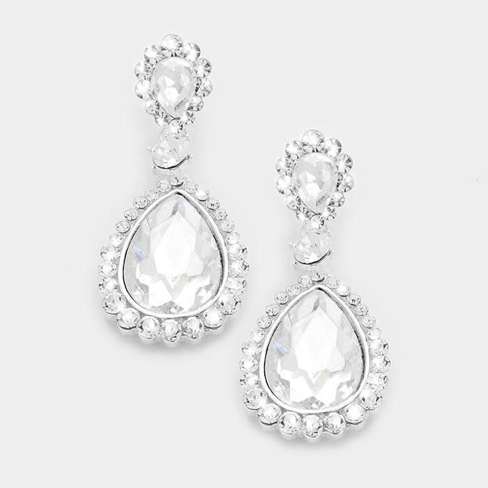 Crystal Clear Pave Trim Evening Earrings by Christina Collection