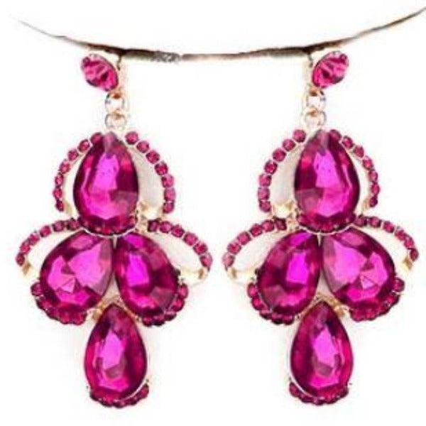 Crystal Fuchsia Vine Statement Evening Necklace Set