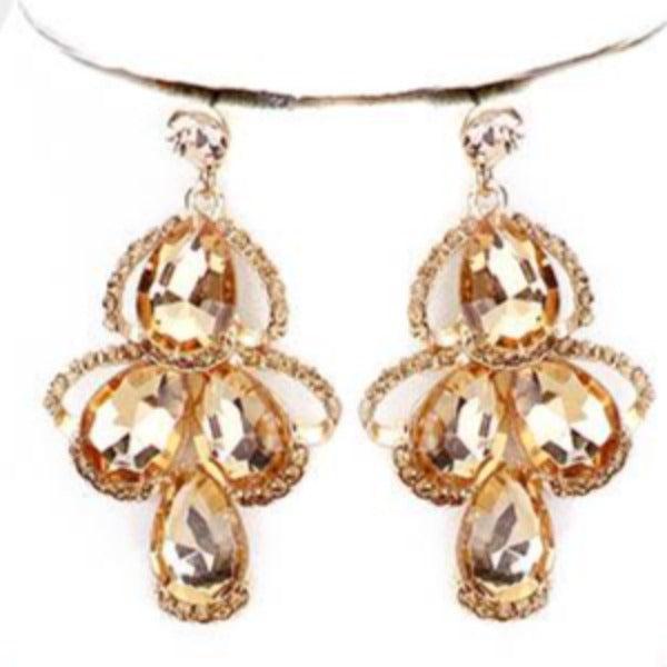 Crystal Lt Topaz Vine Statement Evening Necklace Set
