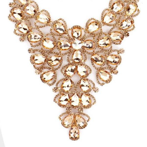 Crystal Lt Topaz Vine Statement Evening Necklace Set