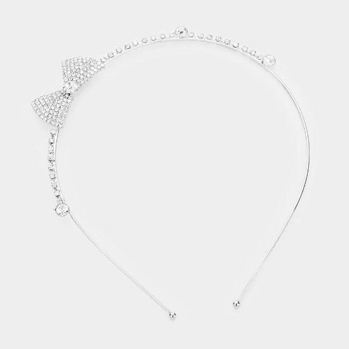 Crystal Rhinestone Pave Bow Headband-Hair Accessories-SPARKLE ARMAND