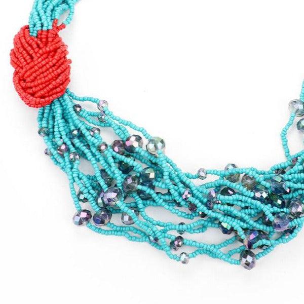 Crystal Seed Bead Cluster Knot Collar Necklace-Necklace-SPARKLE ARMAND