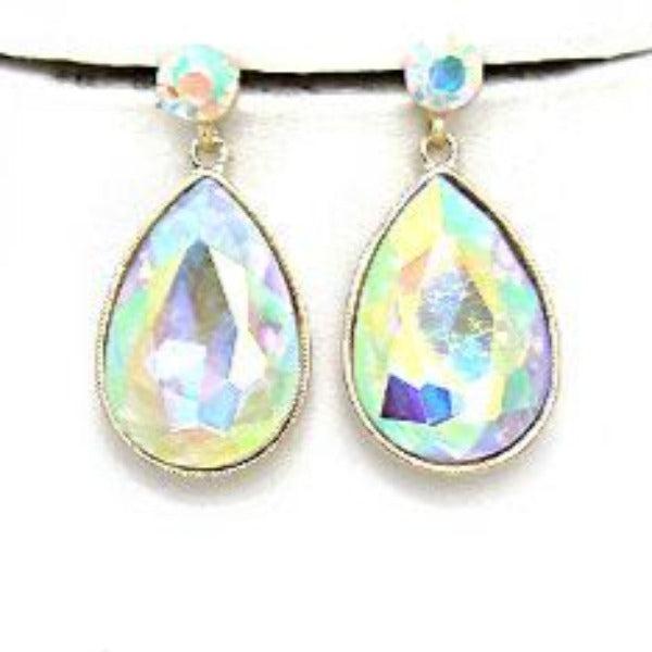 Crystal Teardrop Abalone Crescent Necklace Set