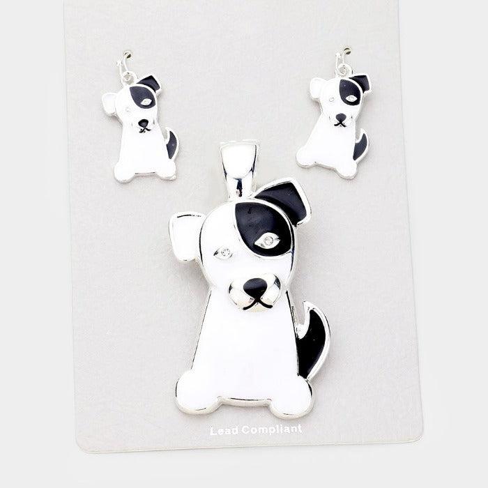 Cute Puppy Enamel Detail Magnetic Pendant Set by tipi