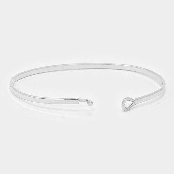 "DREAM BY THE SEA" Thin Silver Metal Hook Bracelet