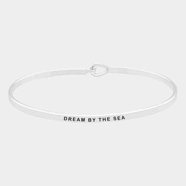 "DREAM BY THE SEA" Thin Silver Metal Hook Bracelet