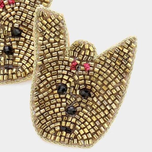 Dog Yorkie Seed Bead Earrings-Earring-SPARKLE ARMAND