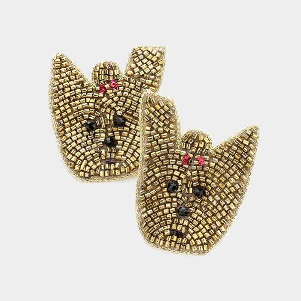 Dog Yorkie Seed Bead Earrings-Earring-SPARKLE ARMAND