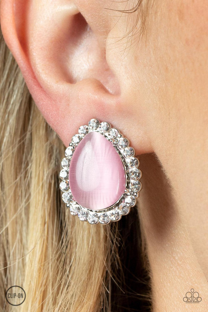 Downright Demure - Pink Clip On Earrings-Earring-SPARKLE ARMAND