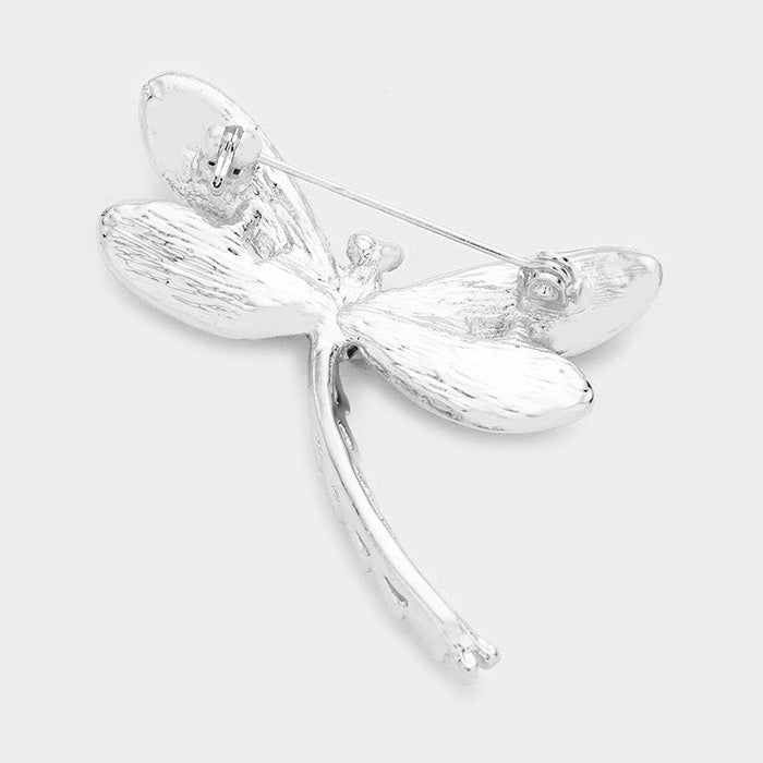 Dragonfly Pink Crystal Pave Pin Brooch