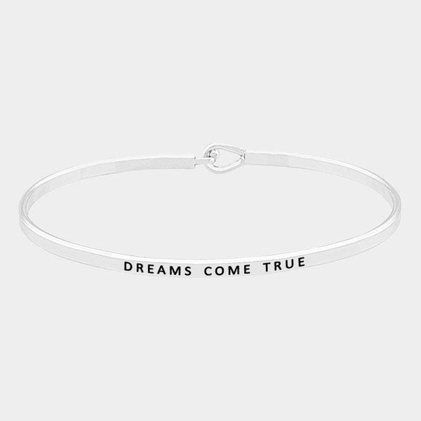 "Dreams Come True" Thin Silver Metal Hook Bracelet