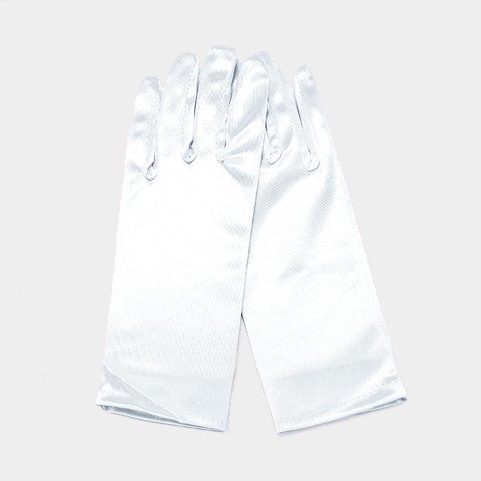 Dressy White Satin Wedding Pageant Prom Gloves