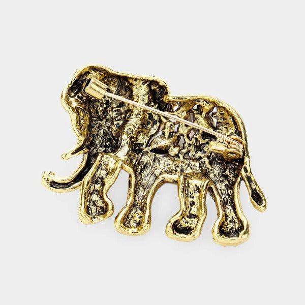 Elephant Crystal Floral Rhinestone Pin Brooch-Brooch-SPARKLE ARMAND