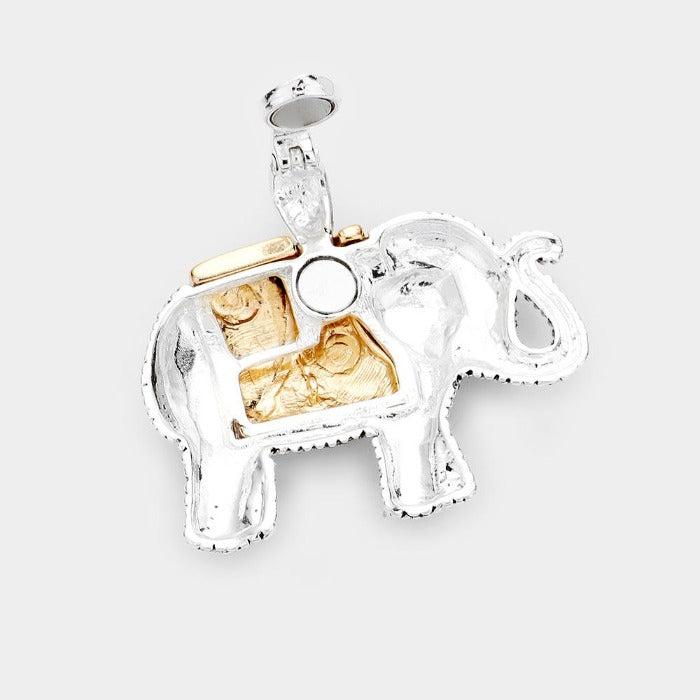 Elephant Embossed Metal Pendant Set-Pendant-SPARKLE ARMAND