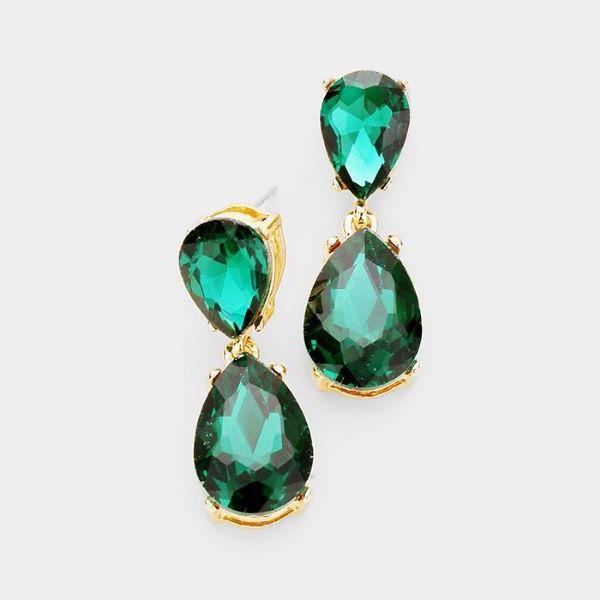 Emerald Green Crystal Teardrop Earrings