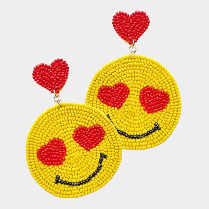 Emoji Seed Beaded Dangle Earrings