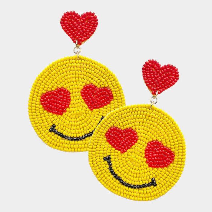 Emoji Seed Beaded Dangle Earrings
