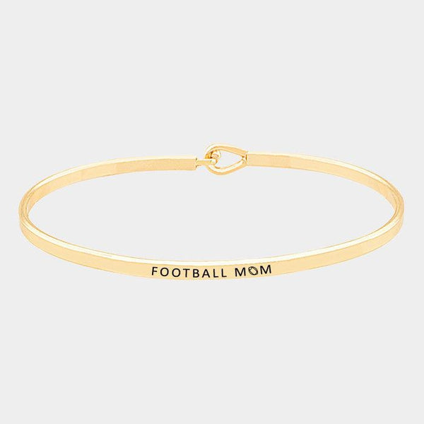 "FOOTBALL MOM" Gold Thin Metal Hook Bracelet