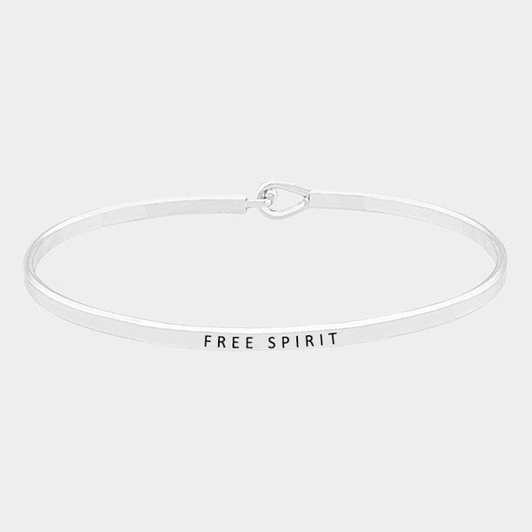 "FREE SPIRIT" Thin Silver Metal Hook Bracelet