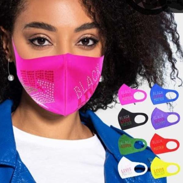 Face Mask Black Lives Matter Rhinestone Choose Color Reusable Washable Adult