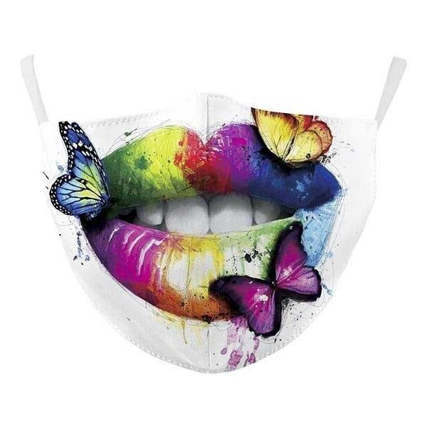 Face Mask Butterfly Lips Reusable Washable Cloth Adult Unisex Filter Pocket-Masks-SPARKLE ARMAND