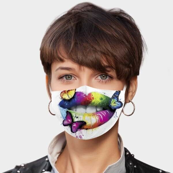 Face Mask Butterfly Lips Reusable Washable Cloth Adult Unisex Filter Pocket-Masks-SPARKLE ARMAND