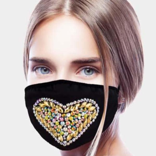 Face Mask Rhinestone Heart-Masks-SPARKLE ARMAND