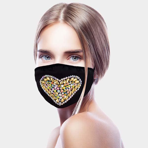 Face Mask Rhinestone Heart-Masks-SPARKLE ARMAND