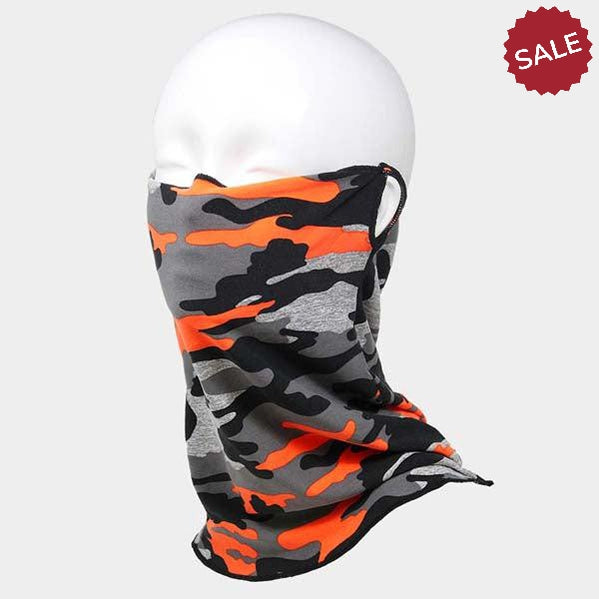 Face Mask Scarf Camouflage Orange Reusable Washable Adult Unisex-Masks-SPARKLE ARMAND